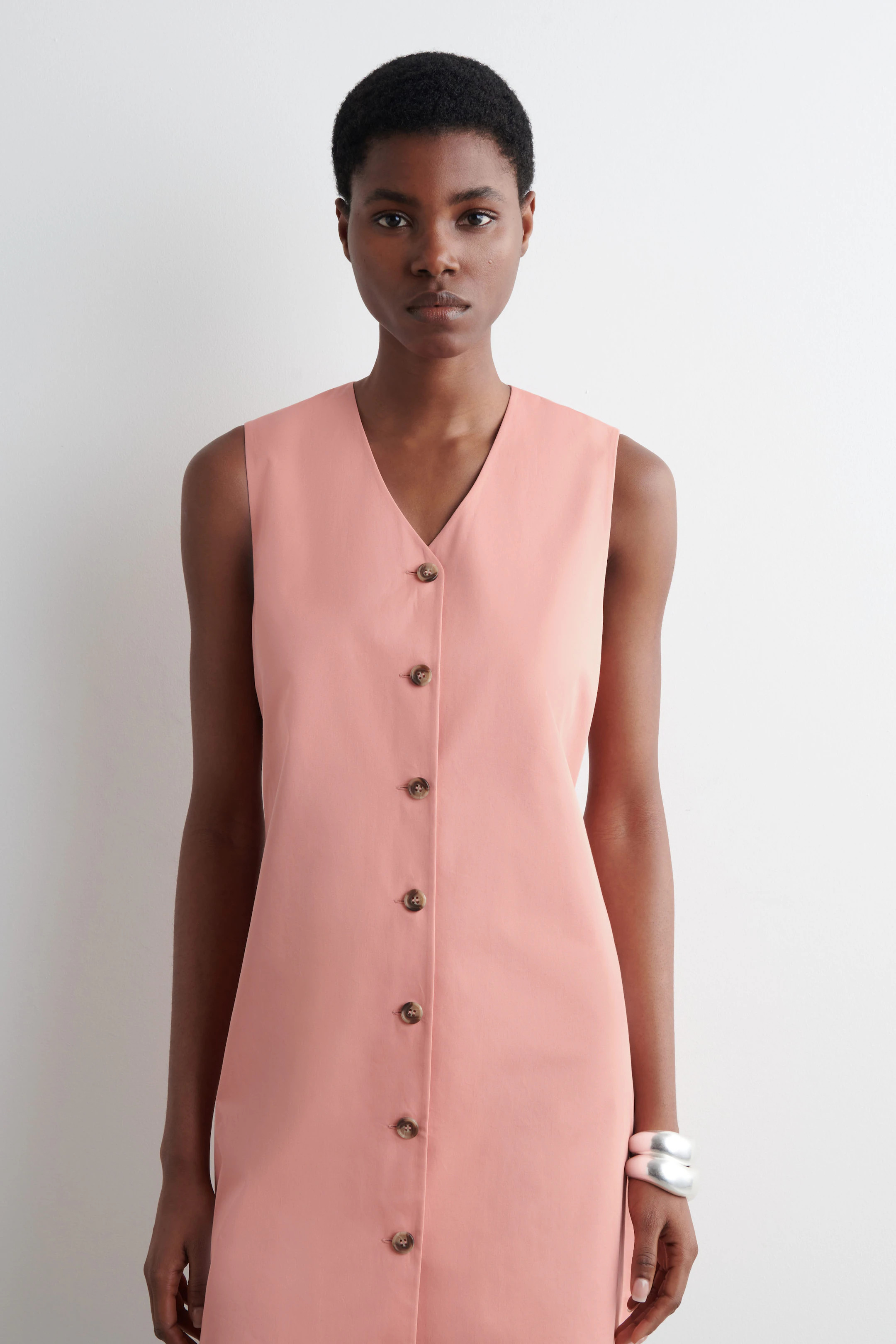 BUTTONED PIMA COTTON MINI DRESS - PINK | COS | COS (EU)