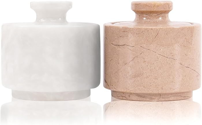 MARBLOUS KRAFTS Marble Salt Cellar with Lid 3" Inch White and Verona Salt Holder - Ideal Sugar, S... | Amazon (US)
