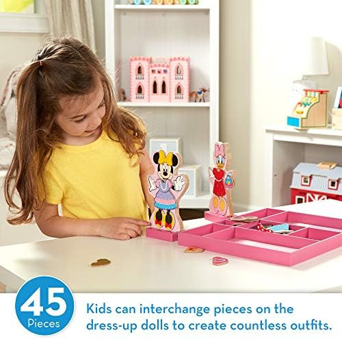 Melissa & Doug Disney Minnie Mouse and Daisy Duck Magnetic Dress-Up Wooden Doll Pretend Play Set ... | Amazon (US)