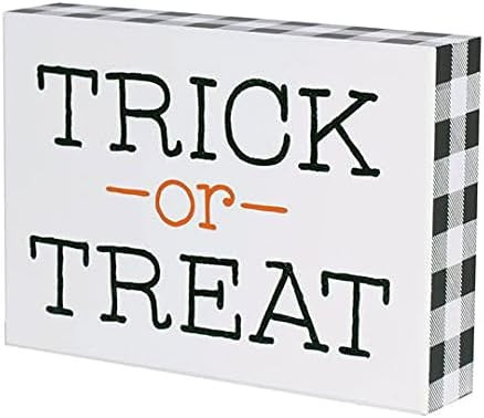 Collins Painting 'Trick or Treat'' Classic Halloween Box Sign, White, Black, Orange, 7''L x 5''H x 1 | Amazon (US)