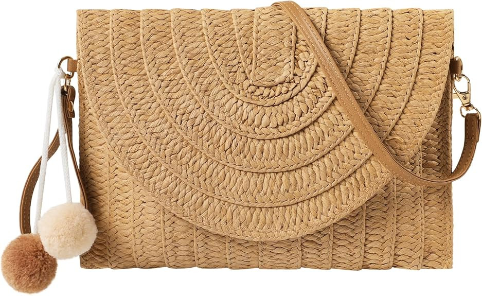 Straw Bag Woven Purse Straw Crossbody Bags for Women Straw Handmade Bag for Women for Casual Beac... | Amazon (US)
