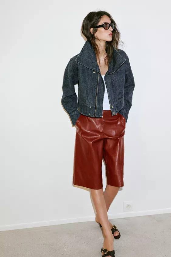 FAUX LEATHER LONG SHORTS SET | Zara US