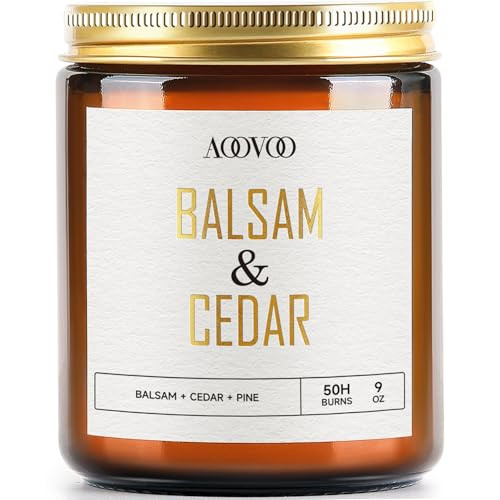 AOOVOO Balsam Cedar Candle - Pine Candle, Scented Candles, Soy Candles, Aromatherapy Candle, Soy Wax Candle, Candle for Home Scented, 9oz | Amazon (US)
