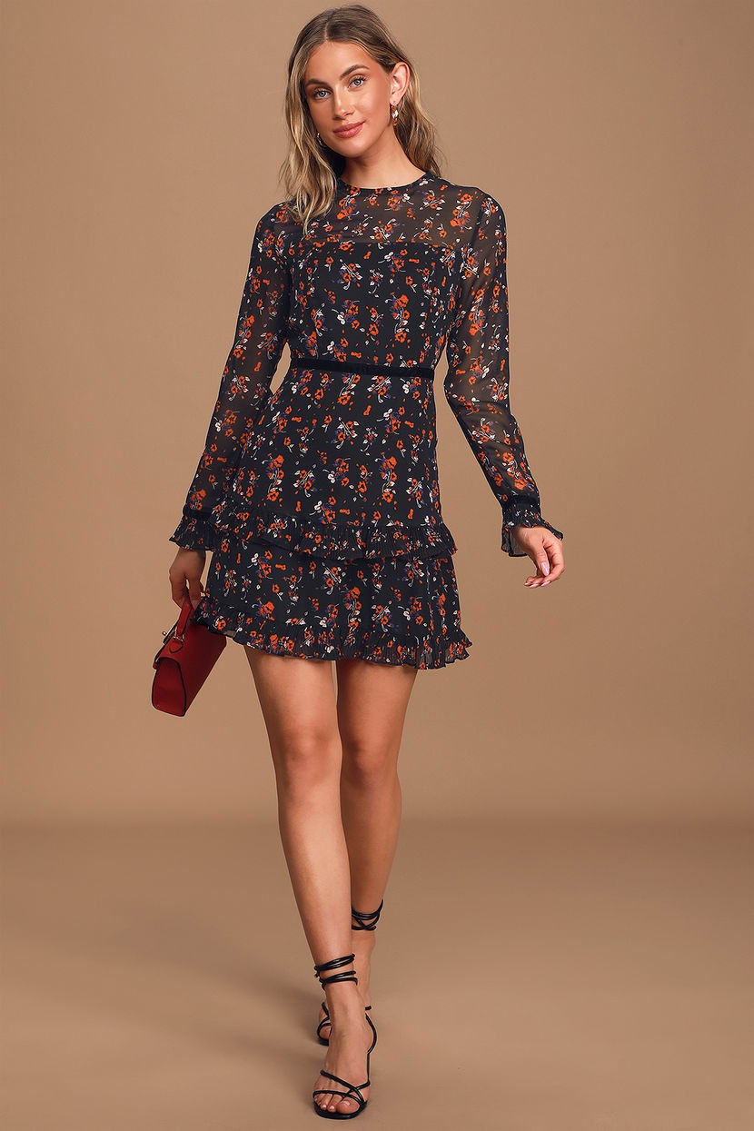 Dress | Dresses | Floral Dress | Flower Dress | Black Dress | Black Dresses | Mini Dress | | Lulus (US)