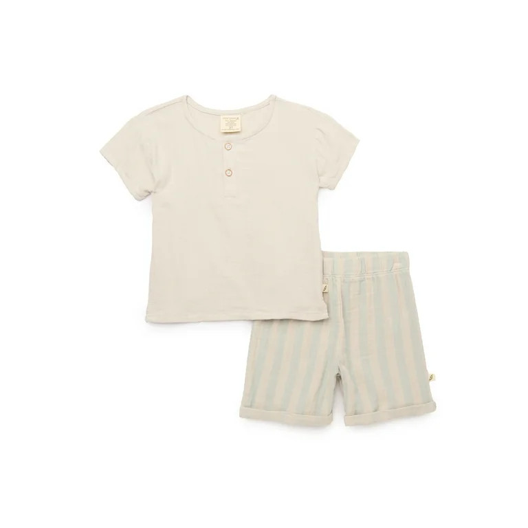 easy-peasy Toddler Boys Organic Gauze Henley Tee & Shorts Set, 2-Piece, Sizes 18M-5T - Walmart.co... | Walmart (US)