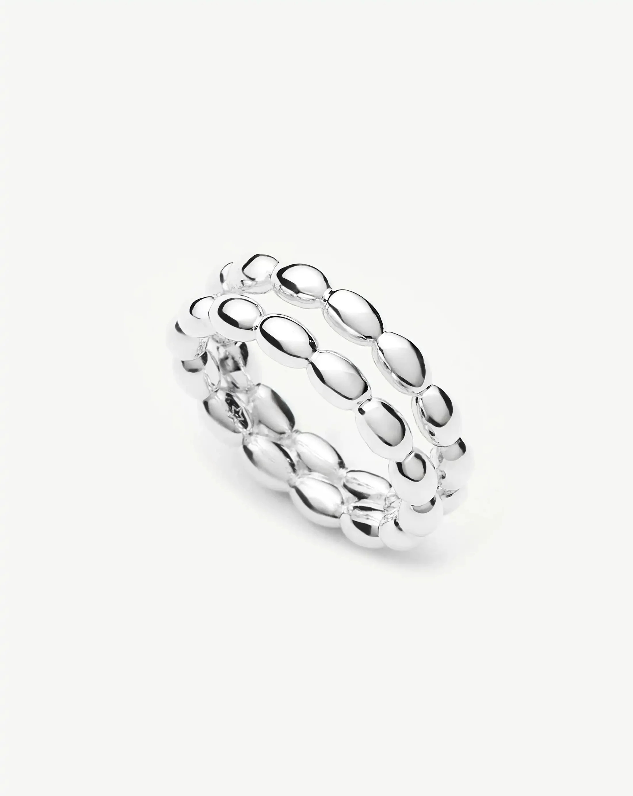 Molten Olive Stacked Ring in Silver | Missoma UK | Missoma UK