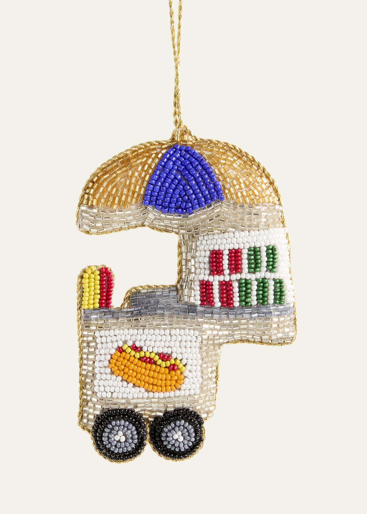 Sudha Pennathur Beaded Hot Dog Cart Christmas Ornament | Bergdorf Goodman