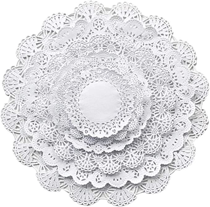 The Baker Celebrations White Round paper Lace Table Doilies 4 5 6 8 10 and 12 inches Assorted Siz... | Amazon (US)