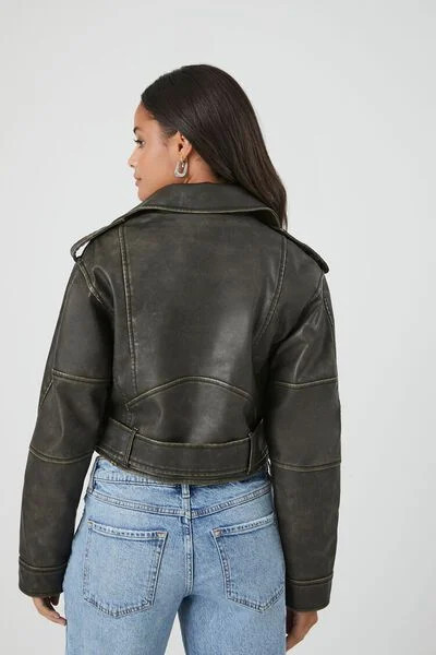 Faux Leather Cropped Moto Jacket | Forever 21 | Forever 21 (US)
