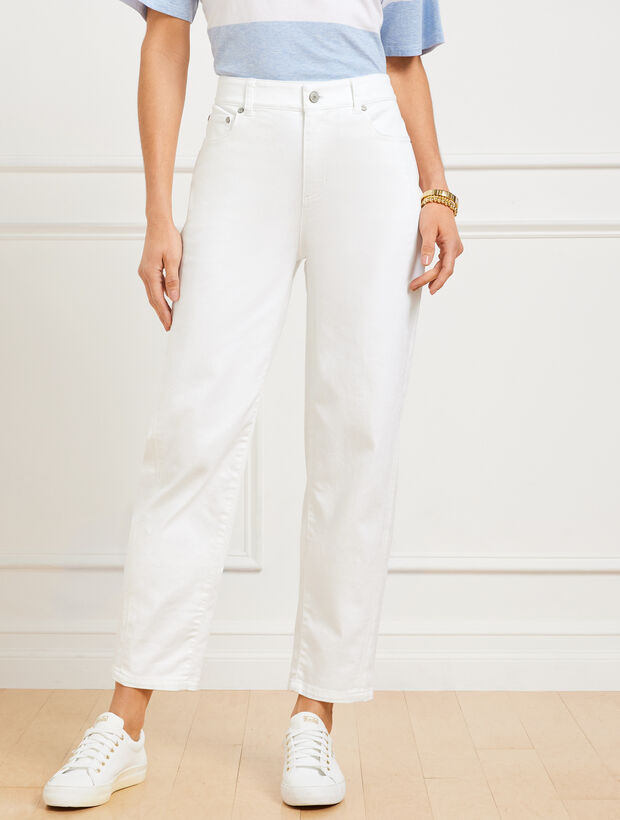 Relaxed Tapered Barrel Leg Jeans -  White | Talbots