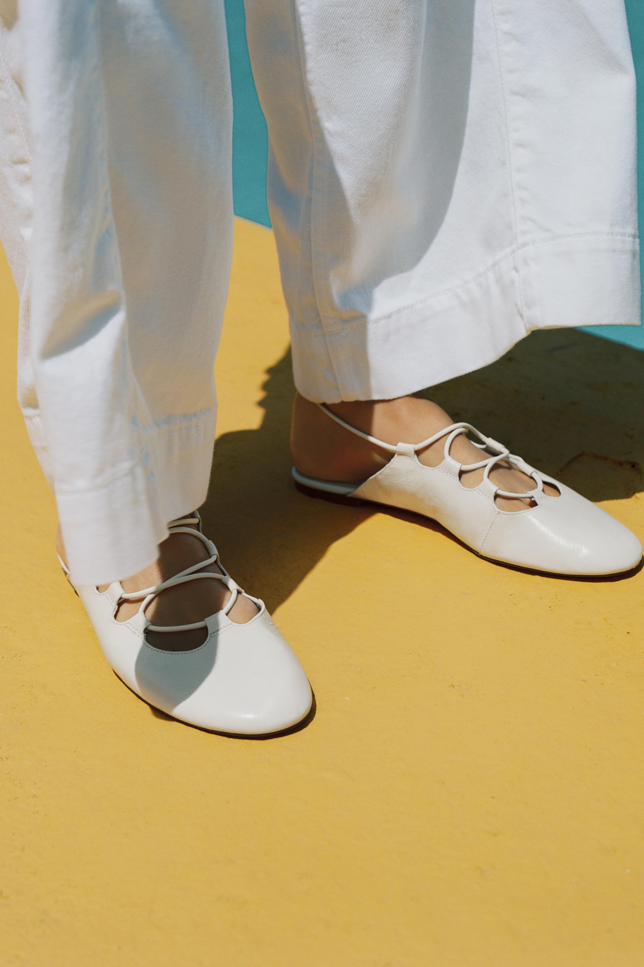 LEATHER SLINGBACK BALLET FLATS | Zara US