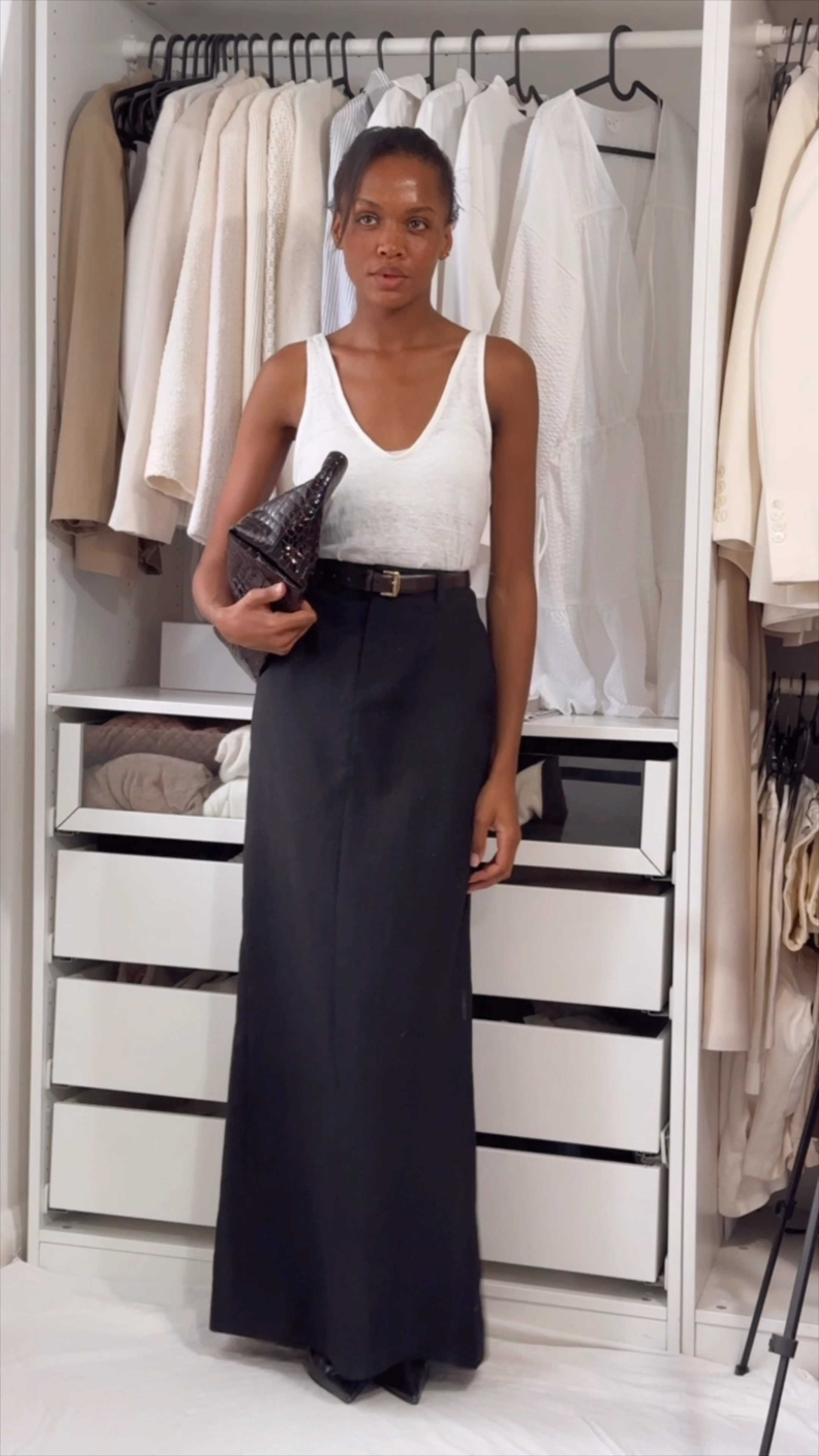 Black and white outfit, classic outfit, silk vest, black maxi skirt, net a porter, massimo dutti, mango 

#LTKuk #LTKsummer #LTKstyletip