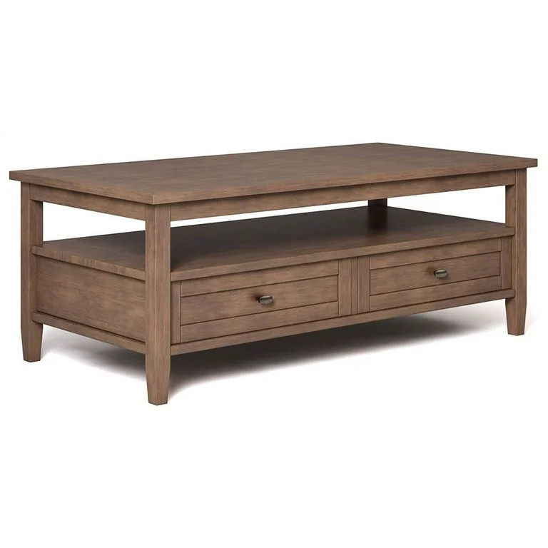 Warm Shaker SOLID WOOD Coffee Table in Rustic Natural Aged Brown - Walmart.com | Walmart (US)