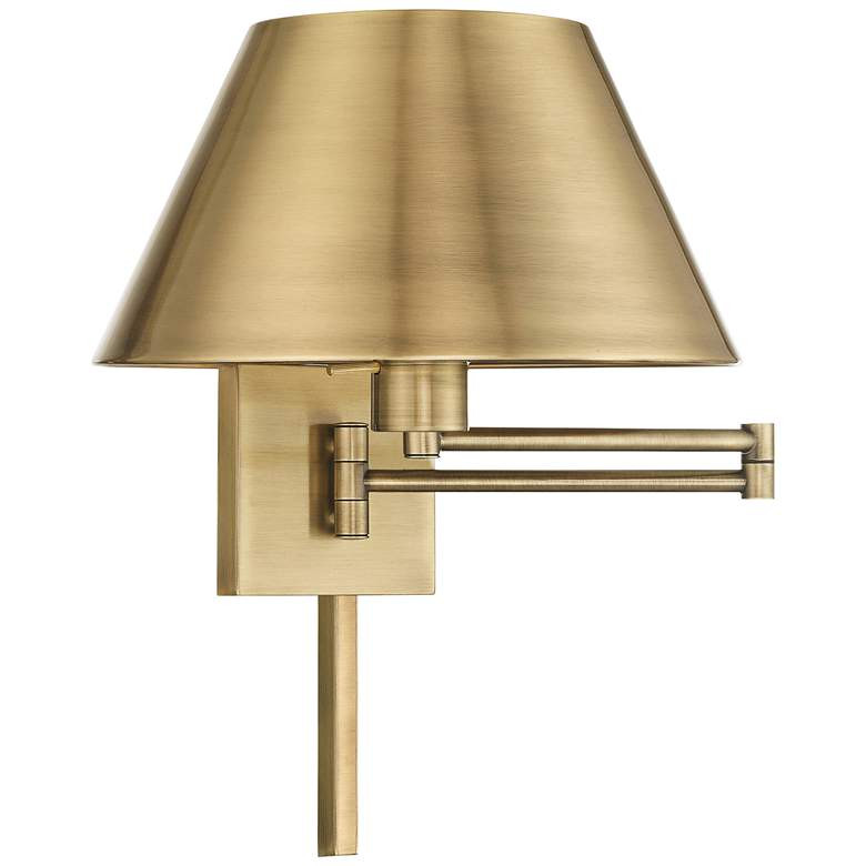 Antique Brass Metal Swing Arm Wall Lamp with Empire Shade | Lamps Plus