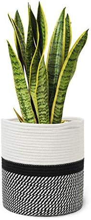 TIMEYARD Woven Cotton Rope Plant Basket for 10" Flower Pot Floor Indoor Planters, 11” x 11” S... | Amazon (US)