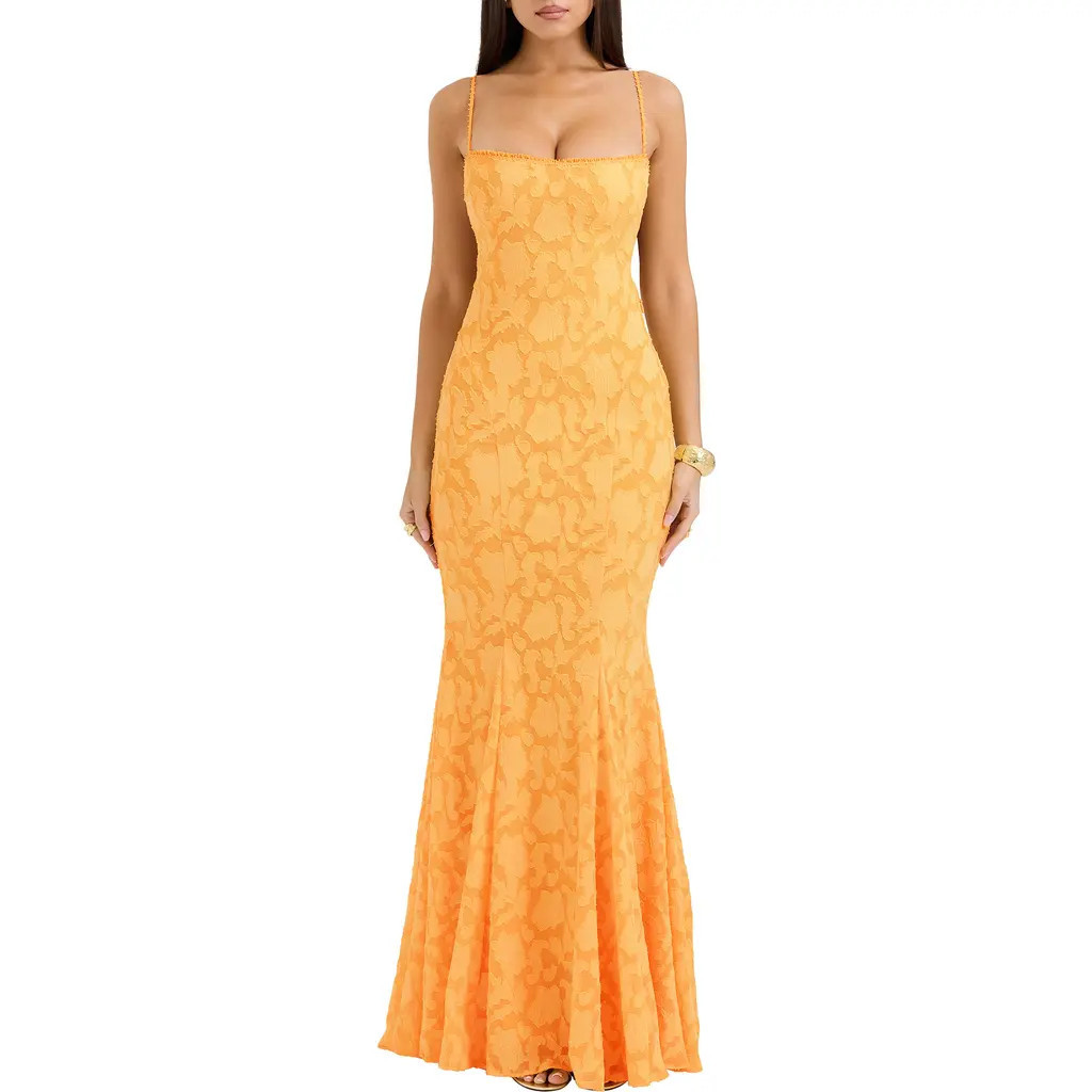 HOUSE OF CB Joan-A Lace-Up Back Maxi Dress in Flax at Nordstrom, Size X-Small | Nordstrom