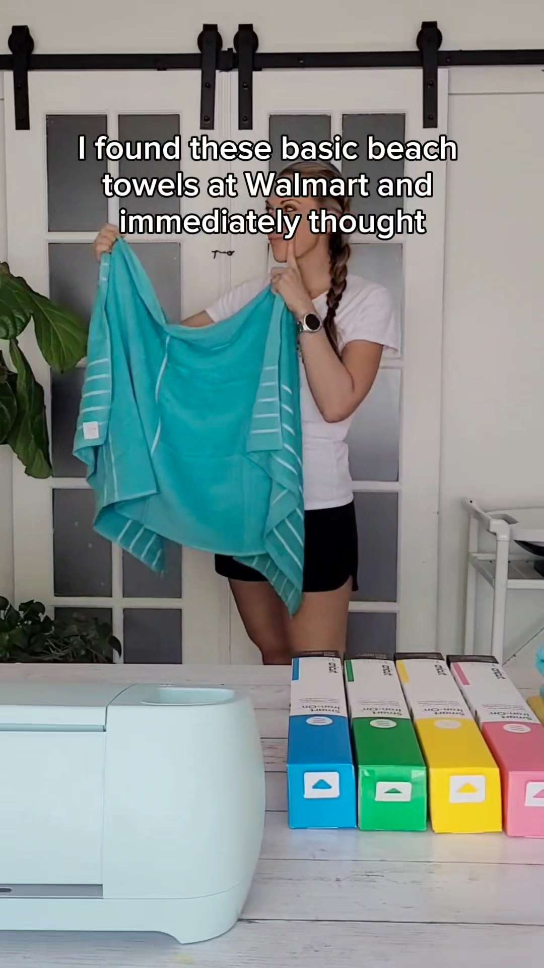 Found these affordable beach towels at Walmart and immediately knew they'd make the perfect Cricut blank. Added names with HTV for a simple personalized summer project that's perfect for vacations, pool days, gifts, or even selling. Comment "IDEAS" if you'd like my free list of Cricut products people are actually selling. ☀️🏖️✂️ 

 #LTKstorytime #LTKHome #LTKSwim