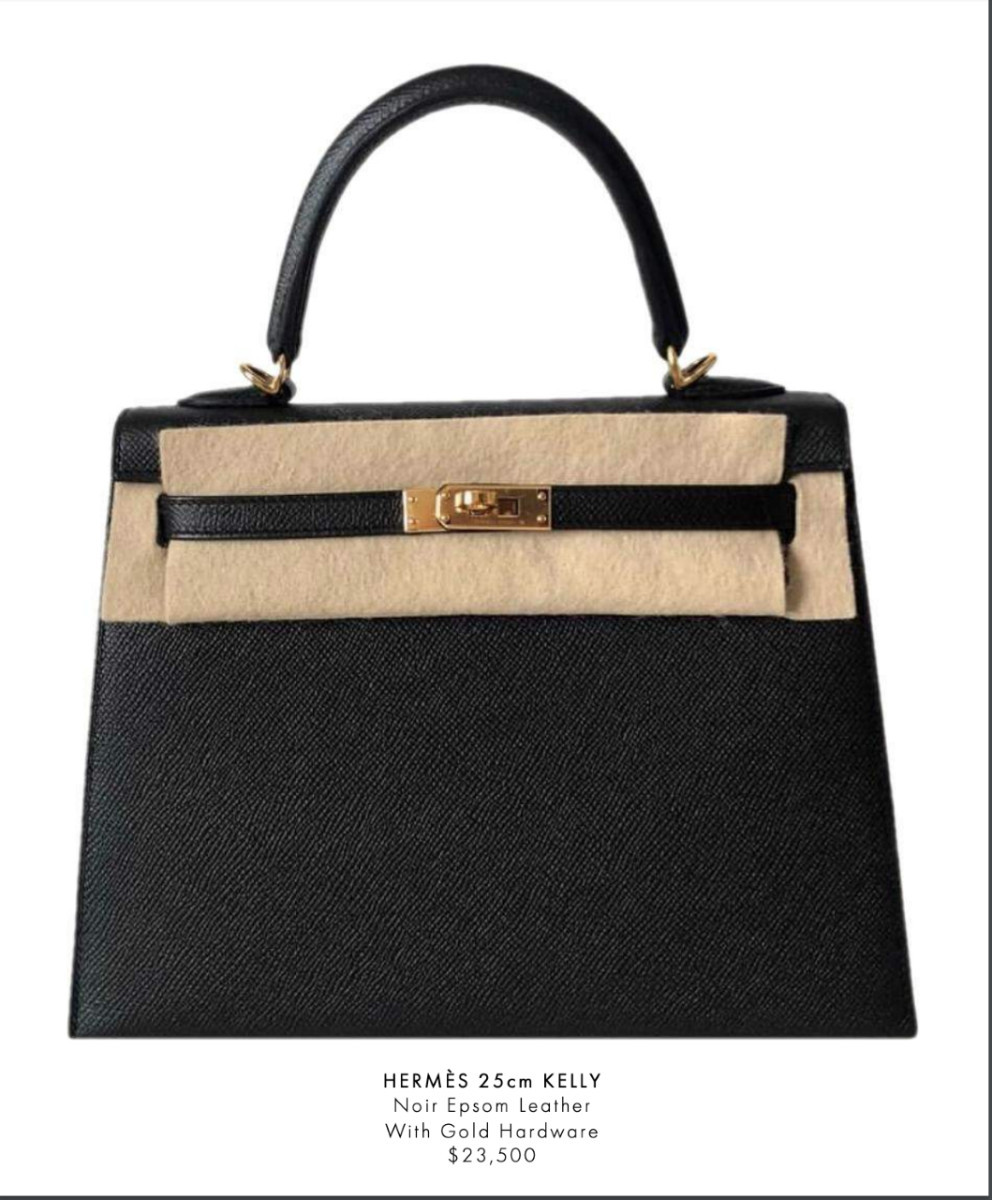 25cm Kelly Noir Epsom Leather Ghw | The Webster