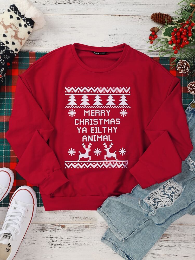 Christmas Print Sweatshirt | SHEIN