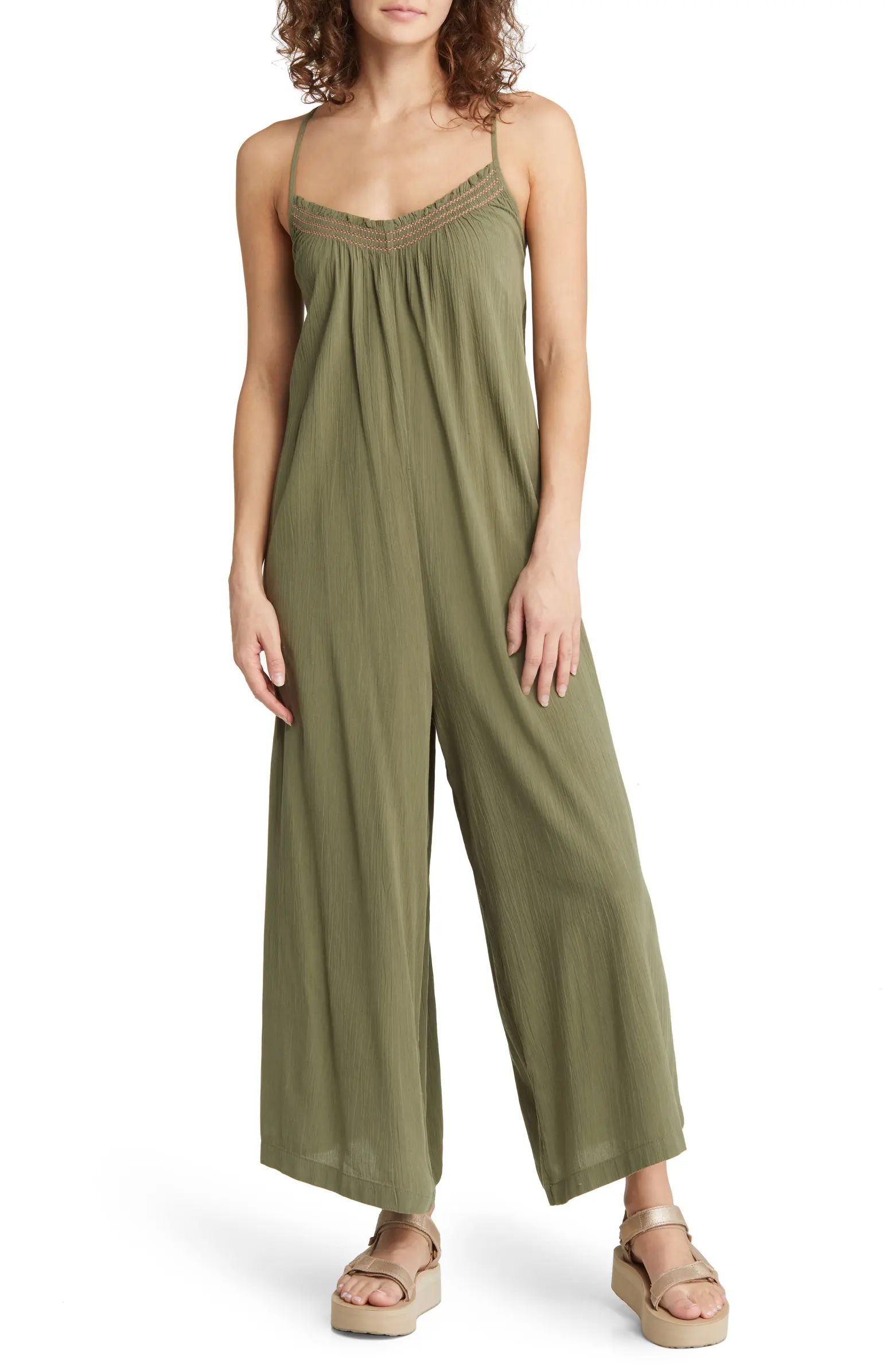 Wide Leg Cotton Blend Jumpsuit | Nordstrom