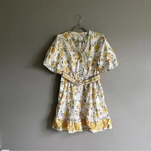 Joie Tiered Puff Sleeve Floral Yellow and White Dress with Belt 8 | Poshmark