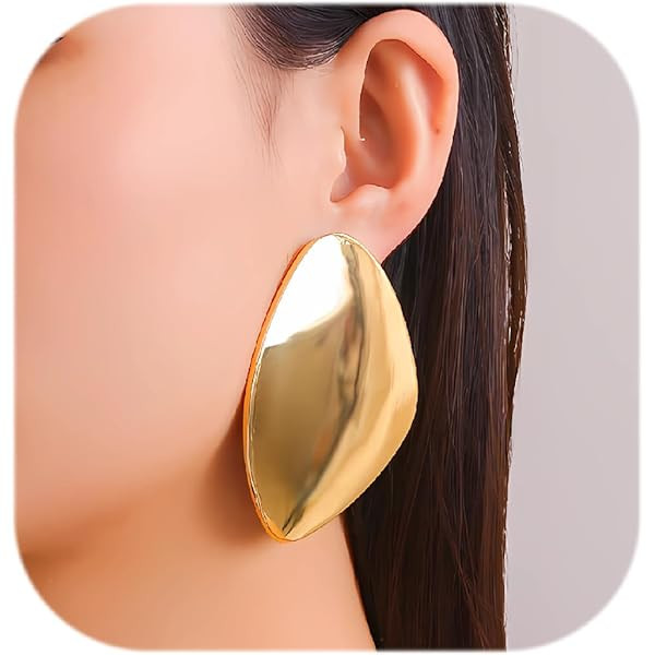 Gold Statement Earrings for Women Big Gold Earrings Large Silver Statement Earrings Chunky Gold E... | Amazon (US)