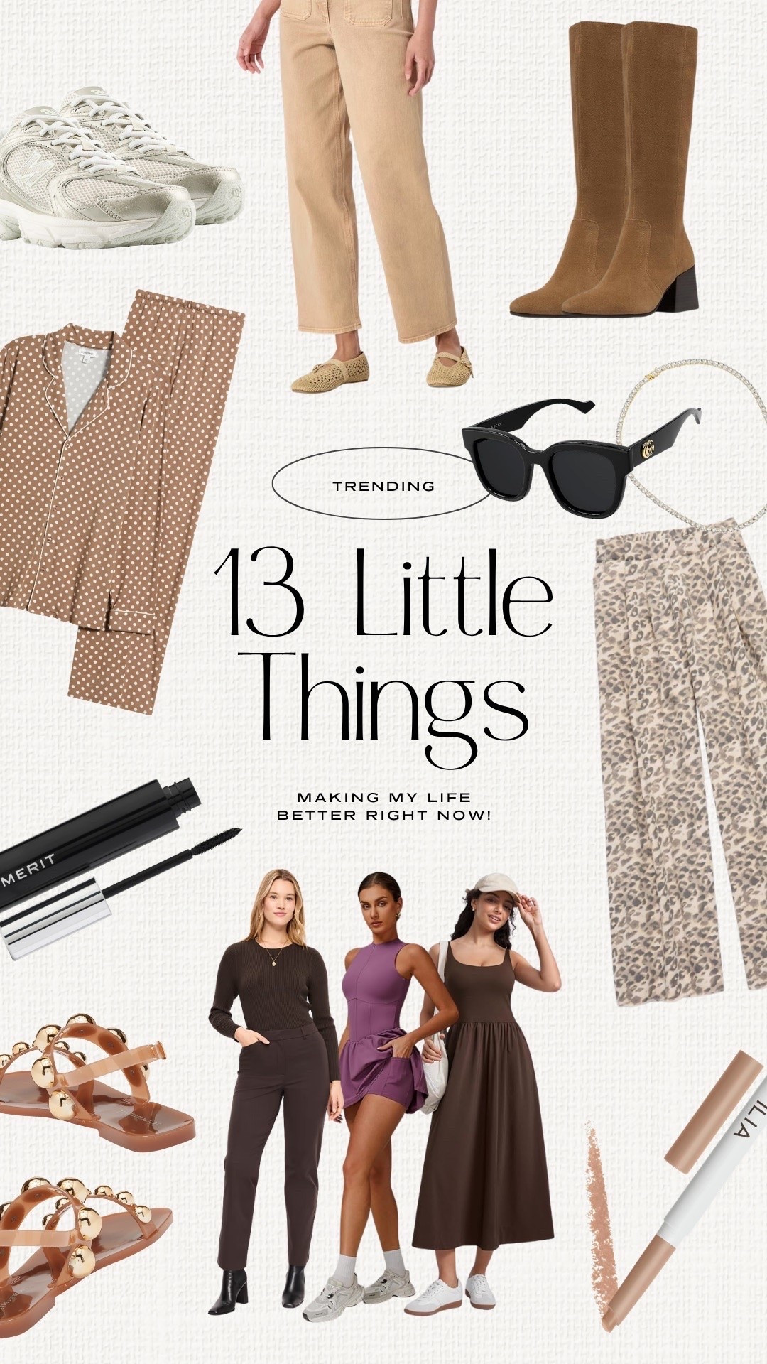 13 little things making my life easier right now! I went up half a size in knee high boots to make room for socks. Wide leg leopard sweatpants in XXS. My favorite Gucci sunglasses. Amazon tennis necklace in 16”. Amazon athletic dress in XS. Patch pocket jeans in 00. I love this new clean beauty tubing mascara! My athletic sneakers are TTS. The best pajamas in XS. Eyeshadow sticks in faun and jubilee (I use these colors the most). My jelly sandals are whole sizes only - I’m a 6.5 and did a 7. Old Navy work pants in 00 petite. Amazon no-bra needed maxi in XXS.

#LTKBeauty #LTKPetite #LTKSeasonal