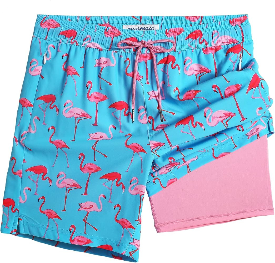 maamgic 2 in 1 Mens Swim Trunks 7 Inch Swim Shorts Swim Suits Board Shorts | Amazon (US)