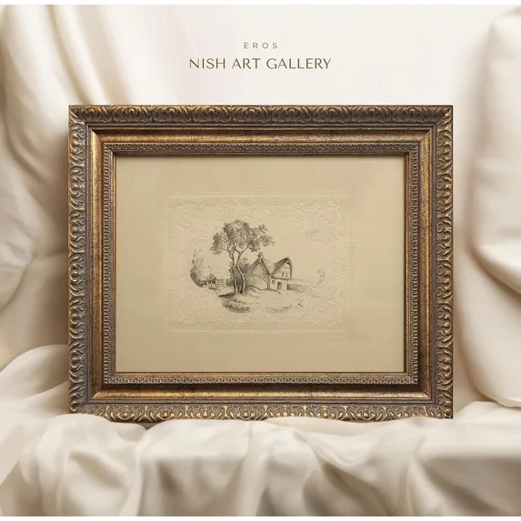 Vintage Landscape Sketch Art, Ornate Gold Frame, Unframed Paper Poster 16x20in | Walmart (US)