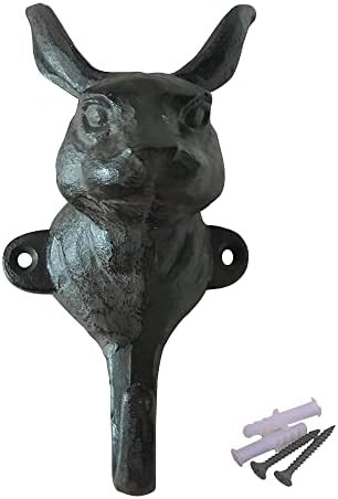 WINTENT Cast Iron Rabbit Wall Mount Hook for Hanging Coat Key Hat (Rabbit-1) | Amazon (US)