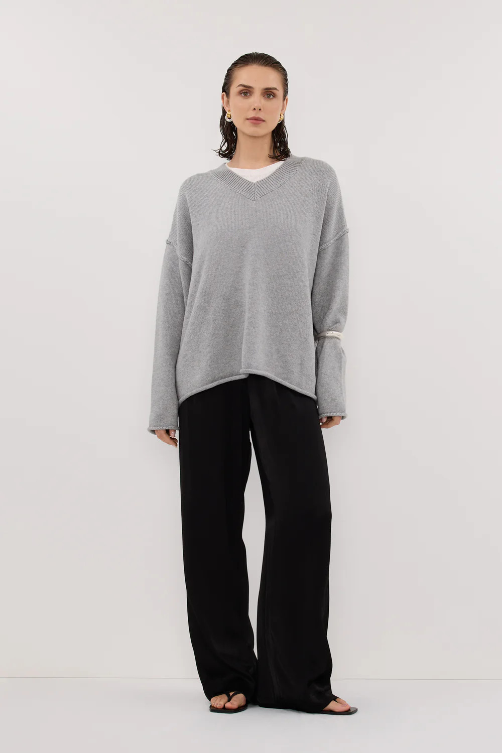 MONICA BLACK SATIN PANT | DISSH