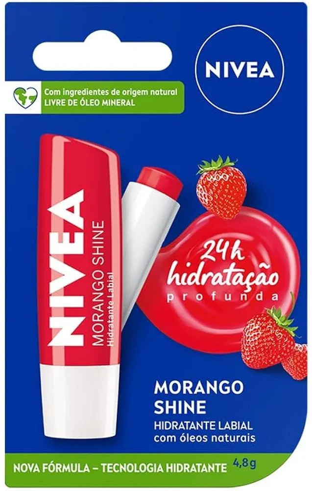 NIVEA Hidratante Labial Morango Shine 4,8g - Cuidado intensivo para seus lábios, hidratação pr... | Amazon (BR)