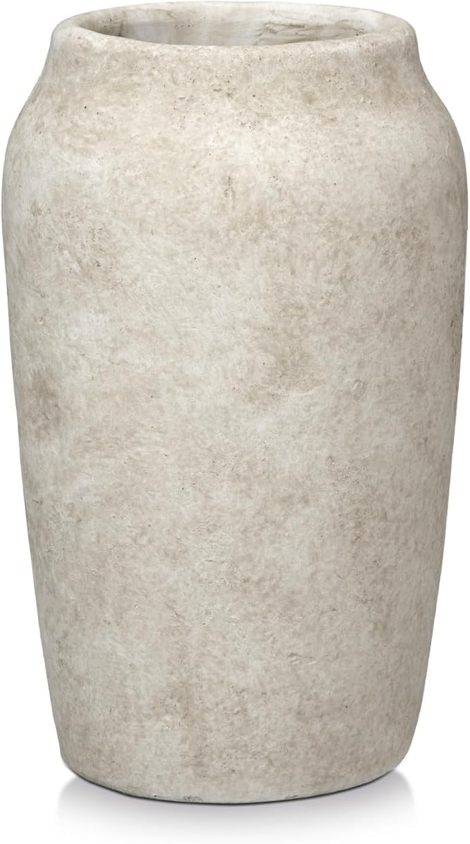 Briful 9.06'' Large Ceramic Rustic Vase Shabby Vintage Textured Vase, 4.33'' Wide Mouth Pampas Va... | Amazon (US)