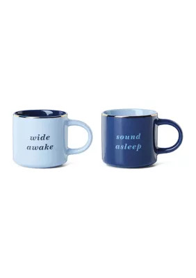 Kate Spade Wide Awake and Sound Asleep blue stoneware mugs, set of 2