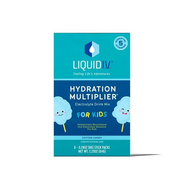 Liquid I.V. Hydration Multiplier for Kids, Electrolyte Powder Packet Drink Mix, Cotton Candy, 8 C... | Walmart (US)