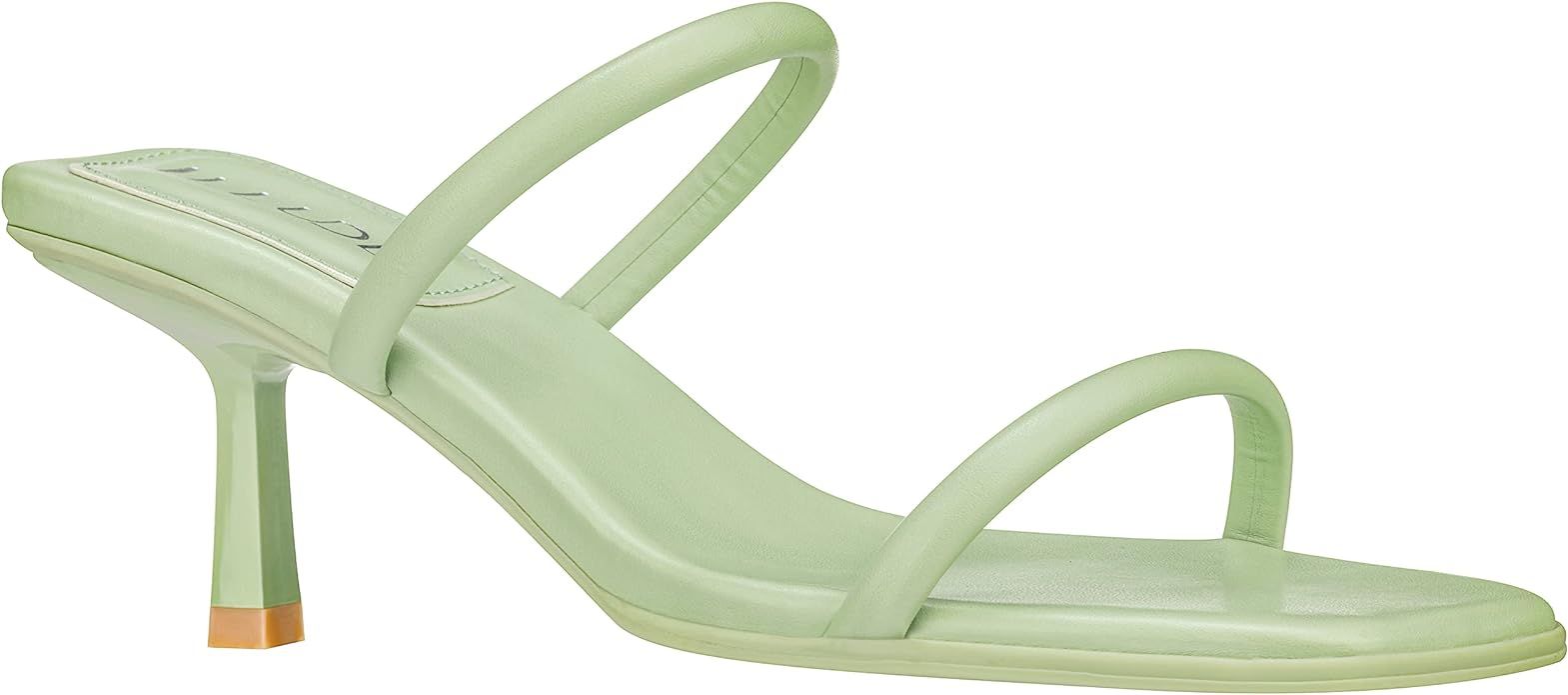 ILLUDE Women's Mules Square Toe Two Strap Low Heeled Sandals | Amazon (US)