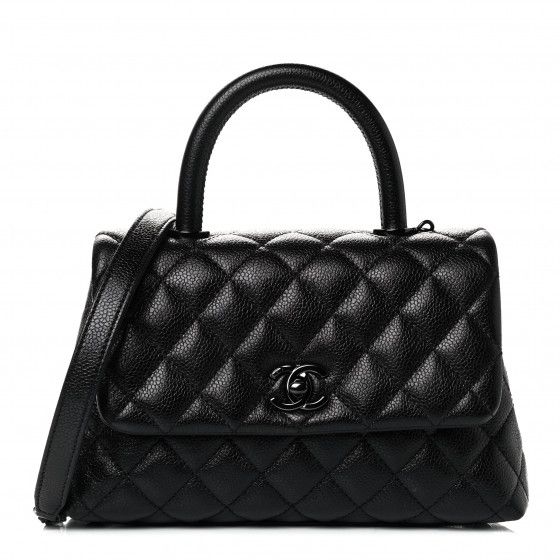 CHANEL Caviar Quilted Mini Coco Handle Flap So Black | Fashionphile