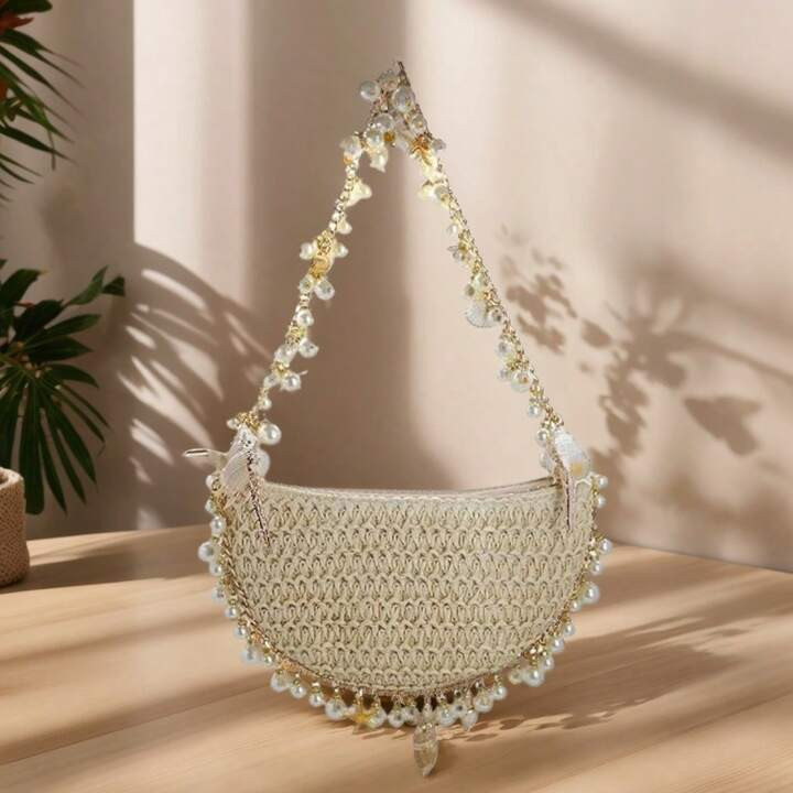 Women Straw Seashell Purse Evening Clutch Evening Bags For Party Wedding Cocktail Prom | SHEIN
