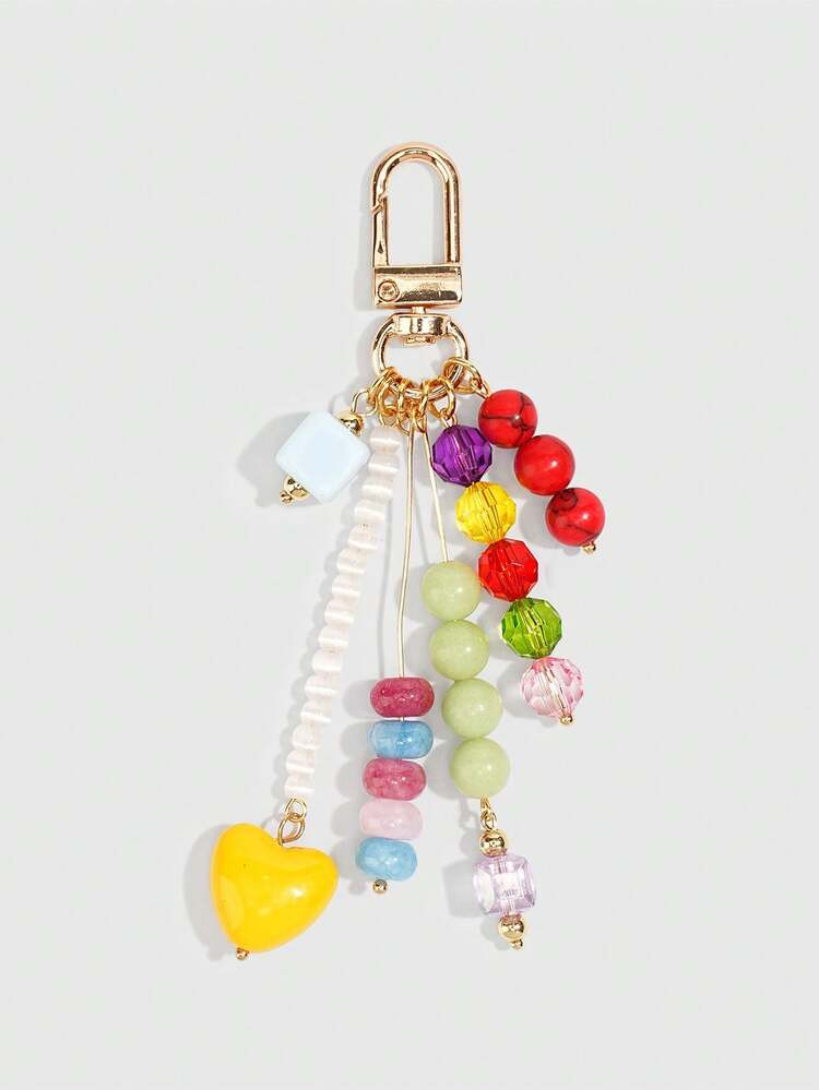 ROMWE Kawaii 1 Piece Spring Summer Dopamine Style Colorful Beaded Bag Keychain Pendant, Woven Rop... | SHEIN