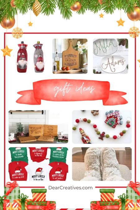 Holiday Gift Ideas - gnome wine bottle bags, personalized cutting boards, personalized serving platters, festive garlands, festive fun family holiday t-shirts, warmie slippers, warmie stuffies, eye pillows, baking gifts, Christmas coffee mugs, personalized coffee cups, find these gifts and more … #giftideas #christmasgiftideas 

#LTKHoliday #LTKGiftGuide