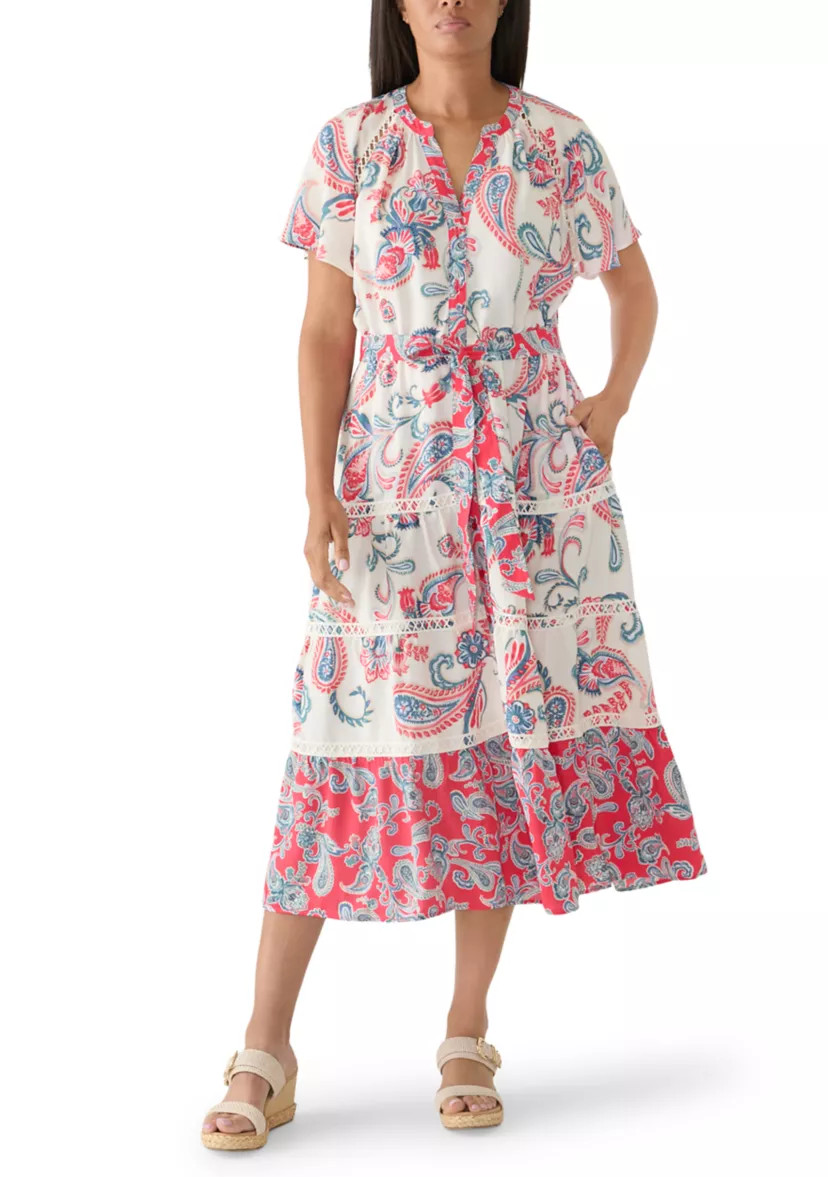 Women's Flutter Sleeve Belted Midi Dress | Belk