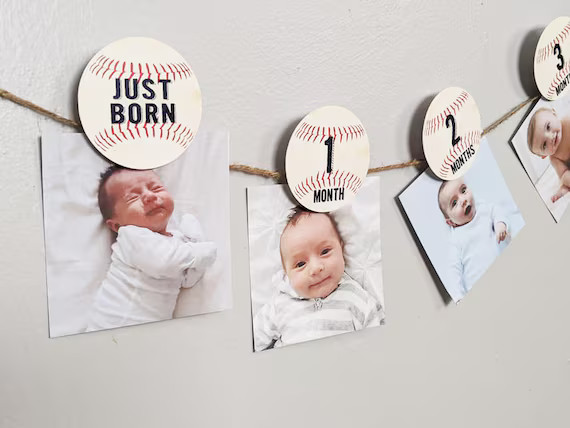 12 Month Baseball Photo Birthday Banner 2.5 Baseball - Etsy | Etsy (US)