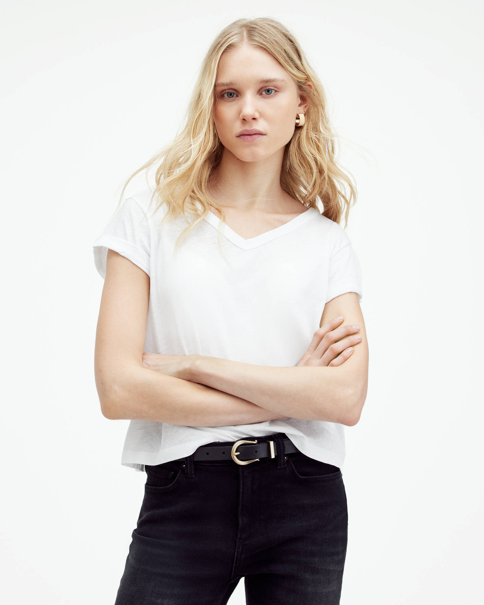 Anna V-Neck Short Sleeve T-Shirt | AllSaints US