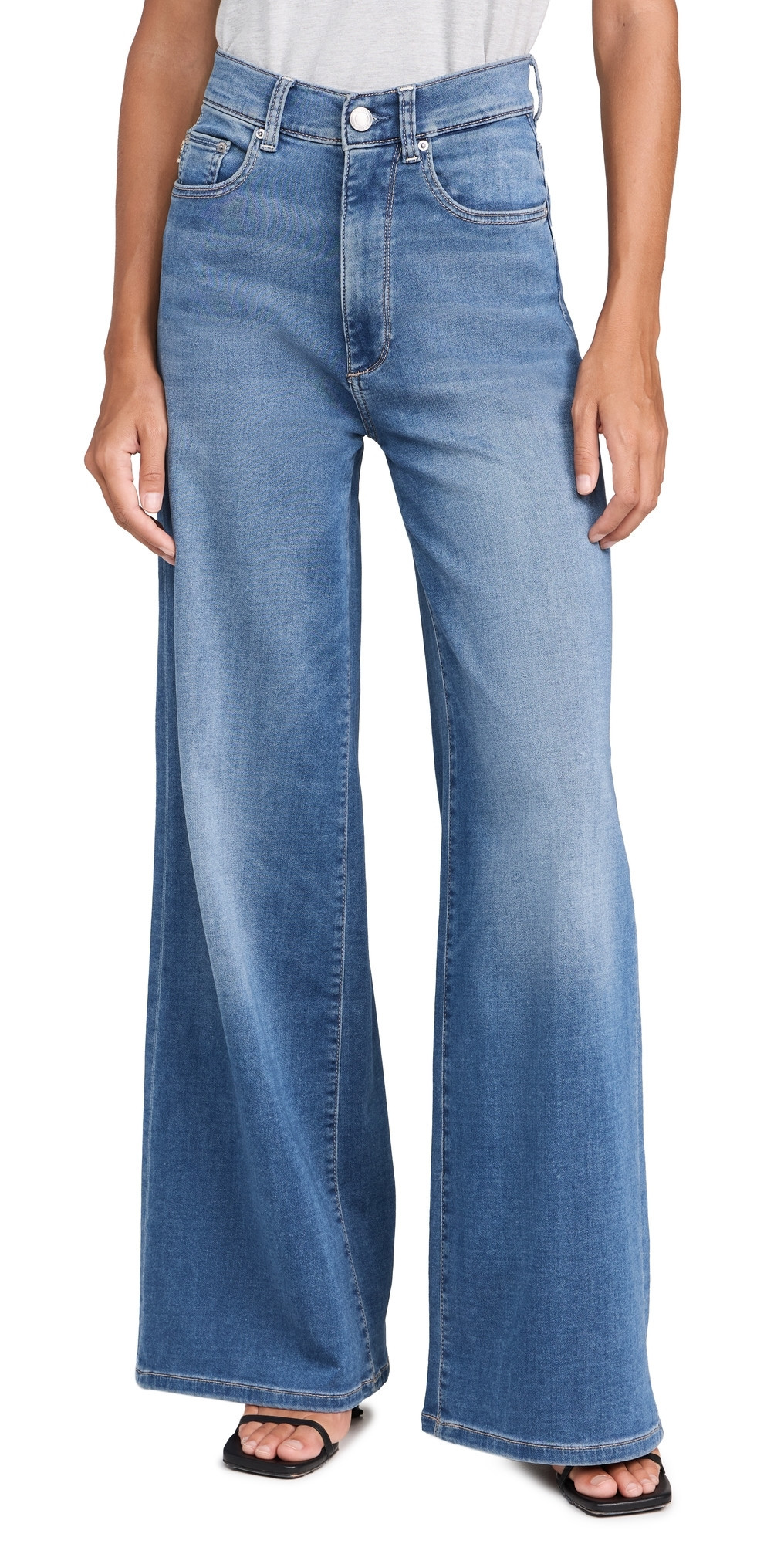 DL1961 Softwear Hepburn Wide Leg High Rise Jeans Mohonk (Softwear) 31 | Shopbop