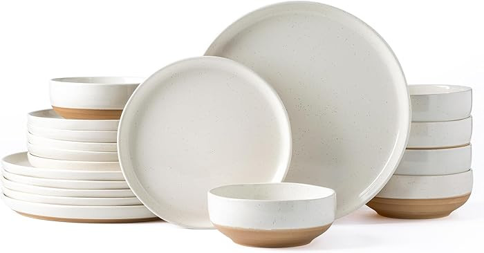 AmorArc Ceramic Dinnerware Sets for 6, 18 Pieces Handpainted Plates and Bowls Set with Rustic Ter... | Amazon (US)