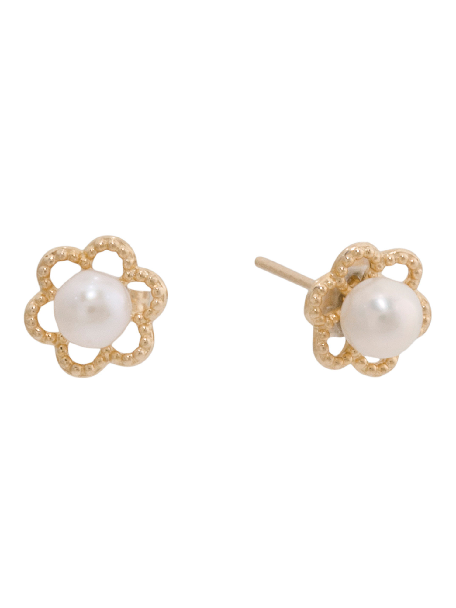 14kt Gold Petite Pearl Flower Earrings | TJ Maxx