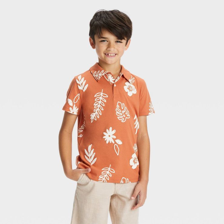 Boys' Short Sleeve Printed Polo Shirt - Cat & Jack™ | Target