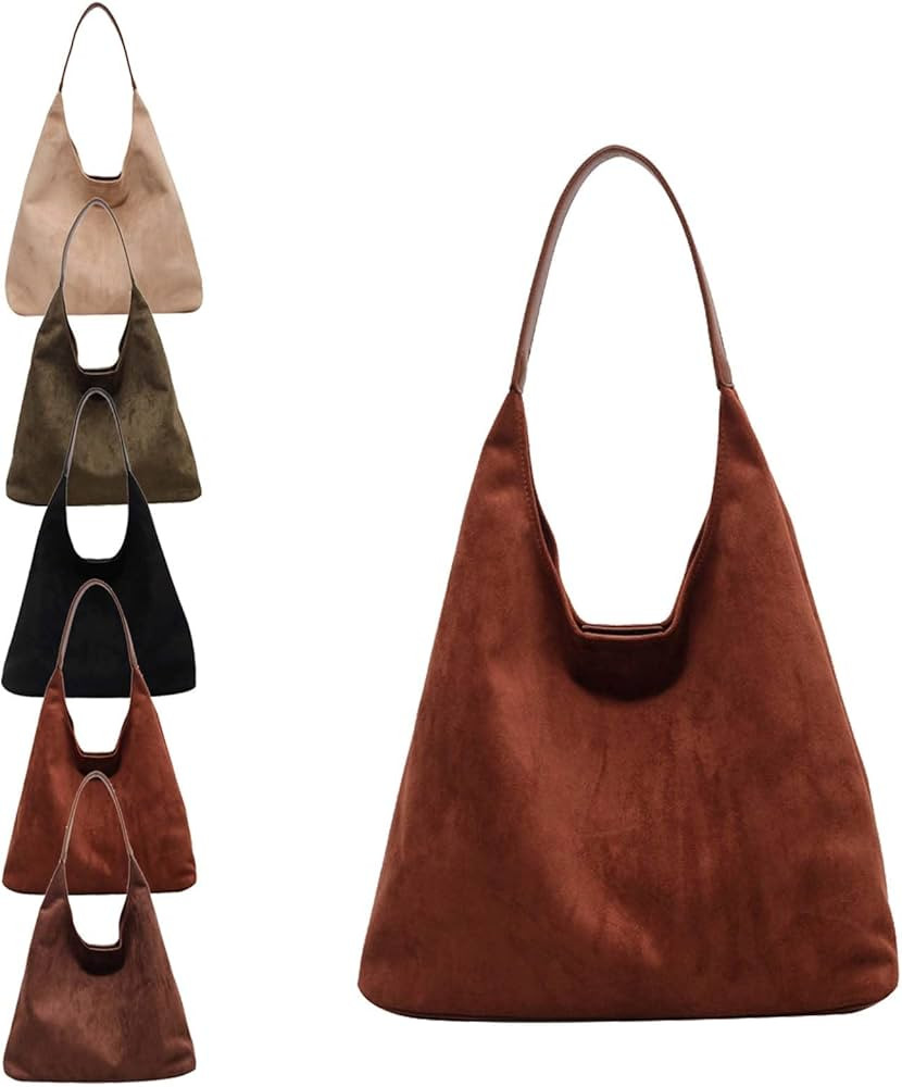 Brown Suede Bag Suede Tote Bag Suede Purses Suede Handbags Suede Hobo Bags for Women (Brown) | Amazon (US)