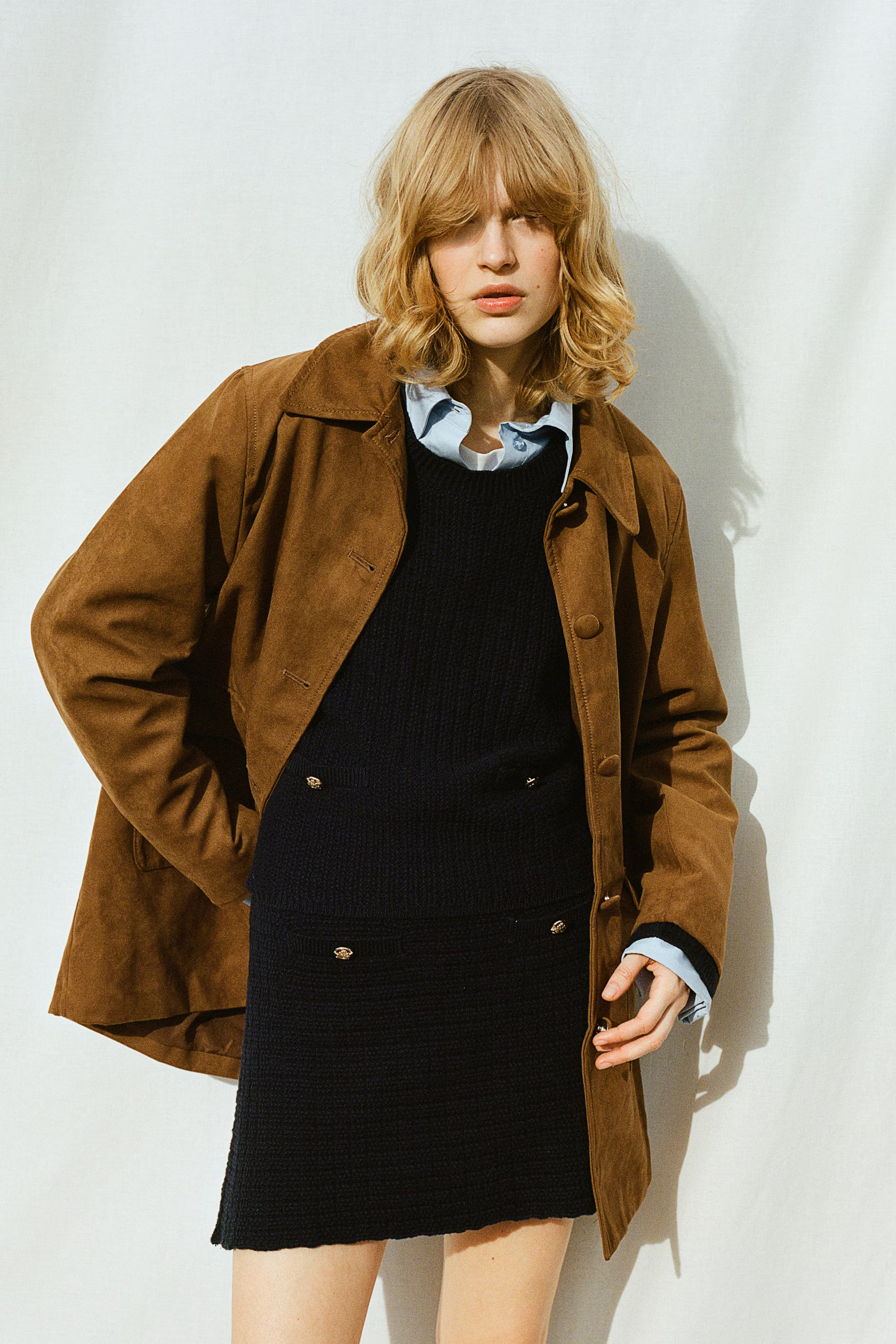 A-Line Moss-Knit Skirt - Navy blue - Ladies | H&M US | H&M (US + CA)