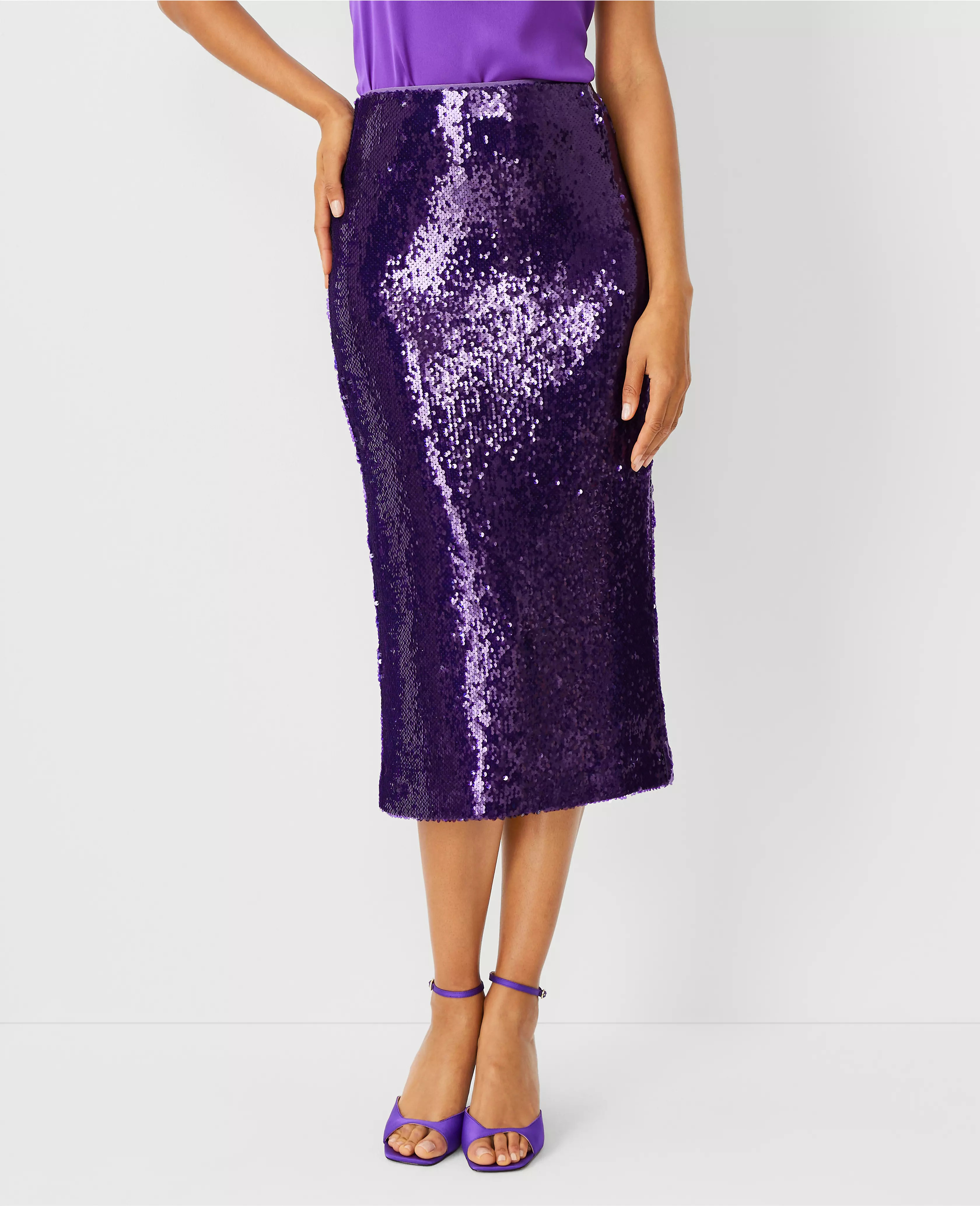 Petite Sequin Midi Column Slip Skirt | Ann Taylor (US)